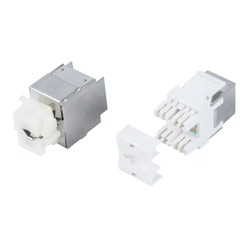 Prise Keystone 180° blindée Cat6A (avec boîtier métallique) SM-2064SD8C6A