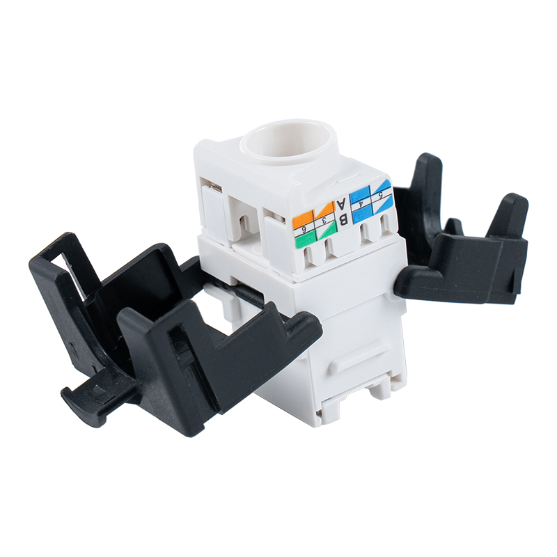 Prise Keystone sans Tolless 180 ° C6A non blindée (avec support de câble et obturateur) SM-2335BCH8C6A Prise Keystone sans Tolless 180 ° C6A non blindée (avec support de câble et obturateur) SM-2335BCH8C6A