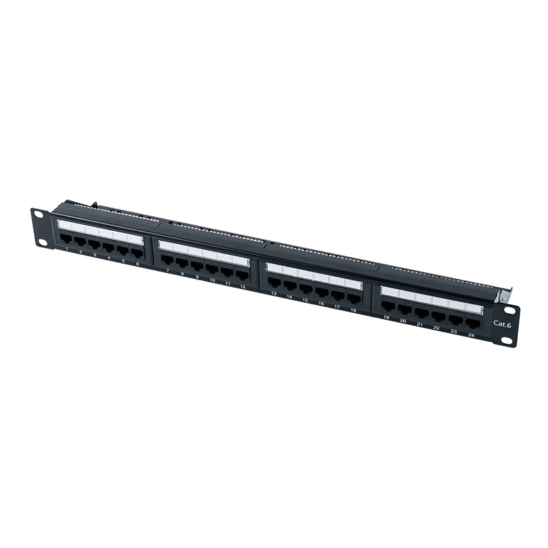 Panneau de brassage 1U non blindé à 24 ports de catégorie 6, 19 pouces (IDC double usage ; avec insert en plastique) SP-3204D24-C6