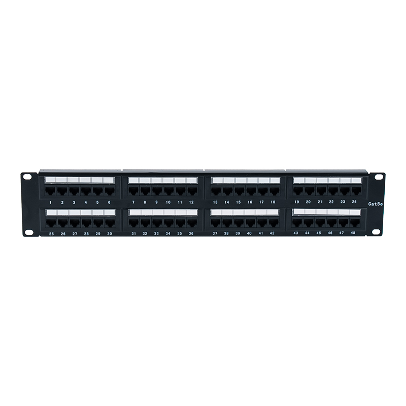 Panneau de brassage Cat5e 19 pouces 2U non blindé à 48 ports (IDC double usage ; avec insert en carton plastique) SP-3204D48-C5E Panneau de brassage Cat5e 19 pouces 2U non blindé à 48 ports (IDC double usage ; avec insert en carton plastique) SP-3204D48-C5E