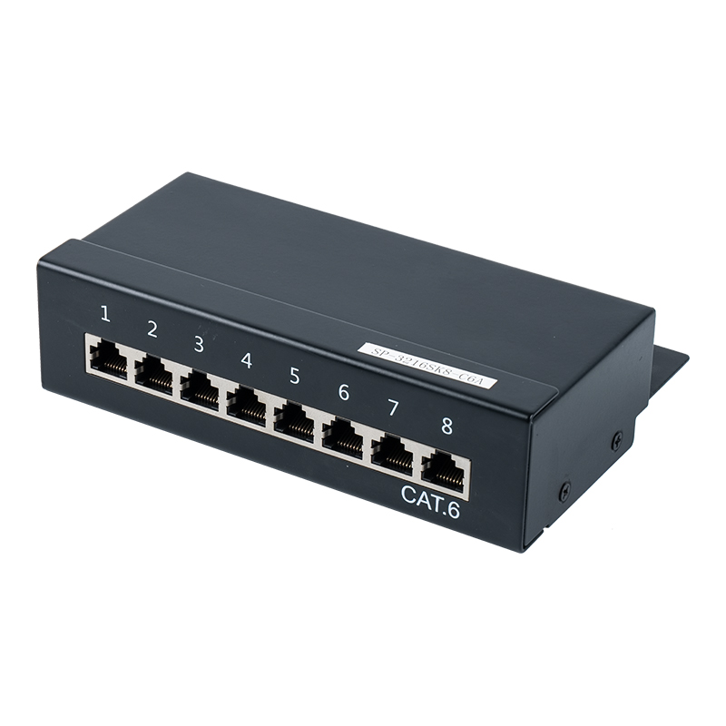 Panneau de brassage blindé 8 ports catégorie 6 1U SP-3216SK8-C6