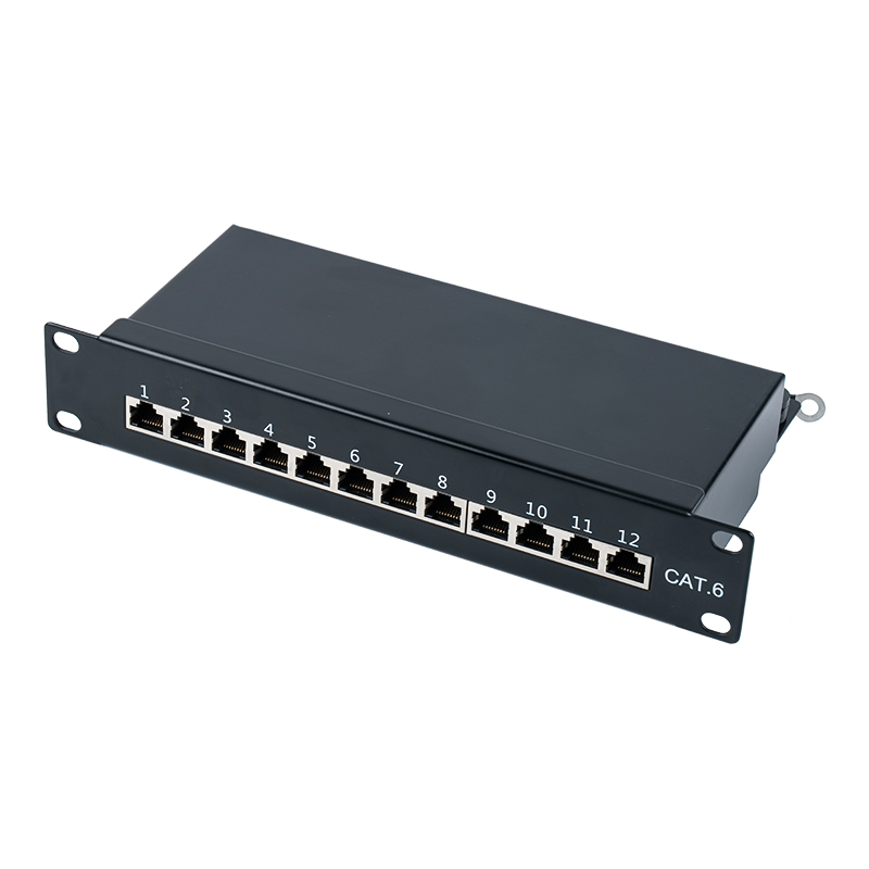 Panneau de brassage 12 ports blindé 1U de 10 pouces de catégorie 6 SP-3250SK12-C6