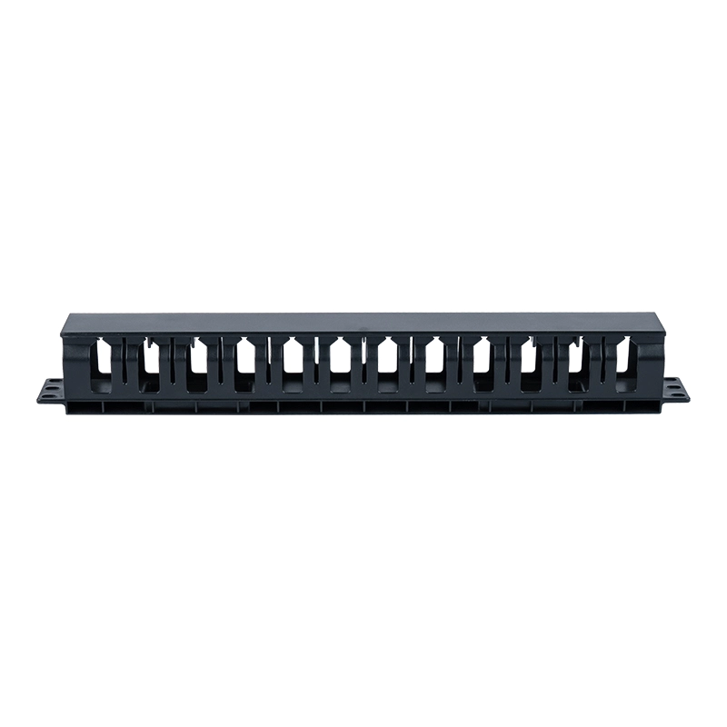 Panneau de gestion des câbles en plastique 1U de 19 pouces (12 emplacements avec couvercle) SP-3803-1U
